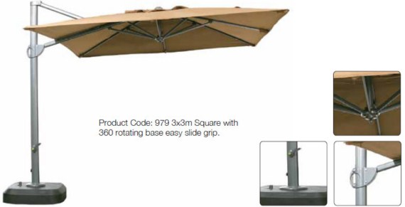Slink George Bernard Ongehoorzaamheid 3m Square Cantilever Patio Parasol with Base - UPF50+ UV sun protection